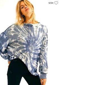 Free People S Best Catch Tie Dye Pullover Cowl Neck Tunic Sweatshirt Top Size M